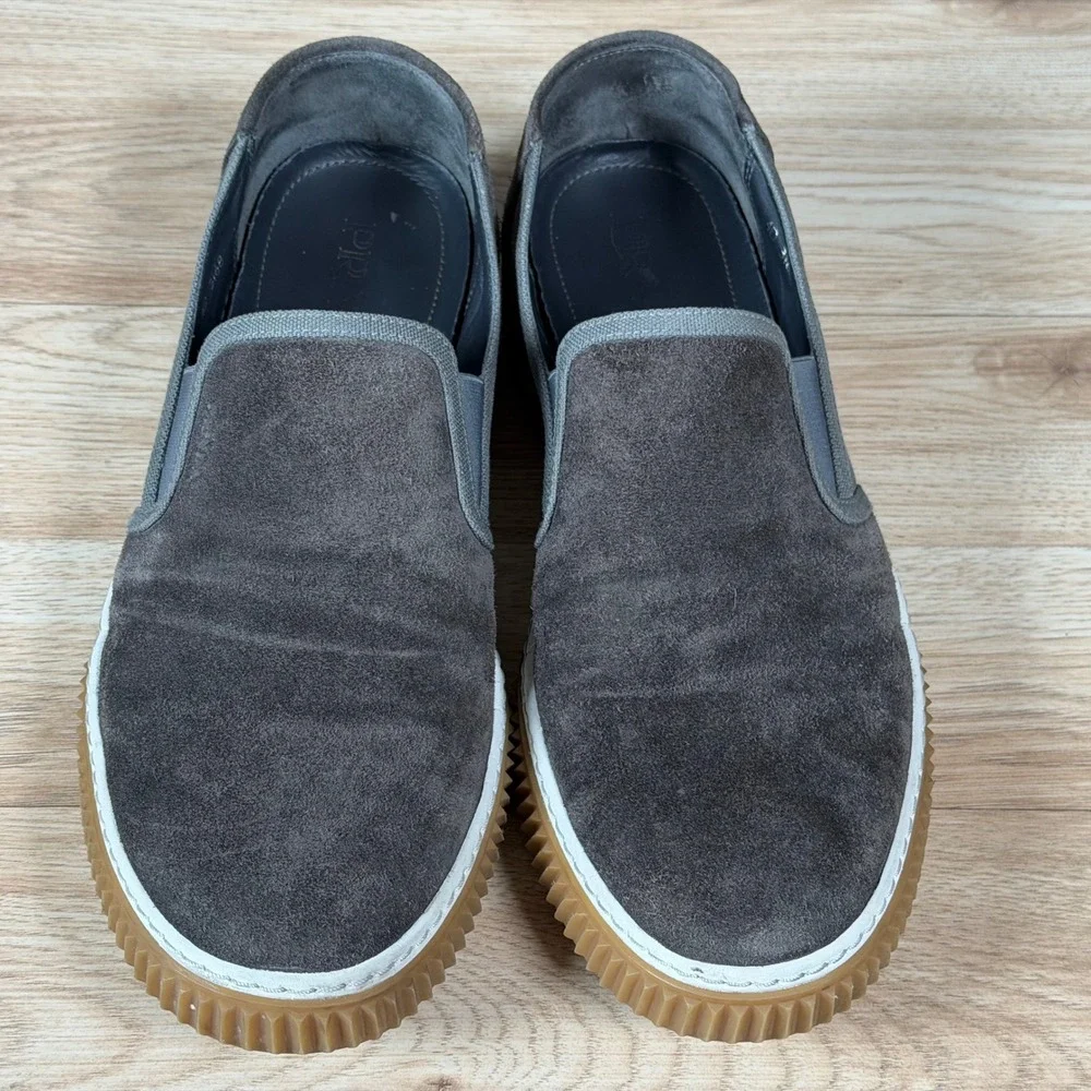 Prada Stratus Shoes Mens Size 12 US Grey Suede Gum Sole Slip On Sneakers 4D 3168